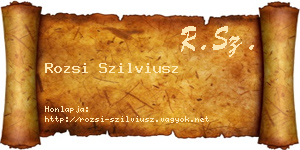 Rozsi Szilviusz névjegykártya